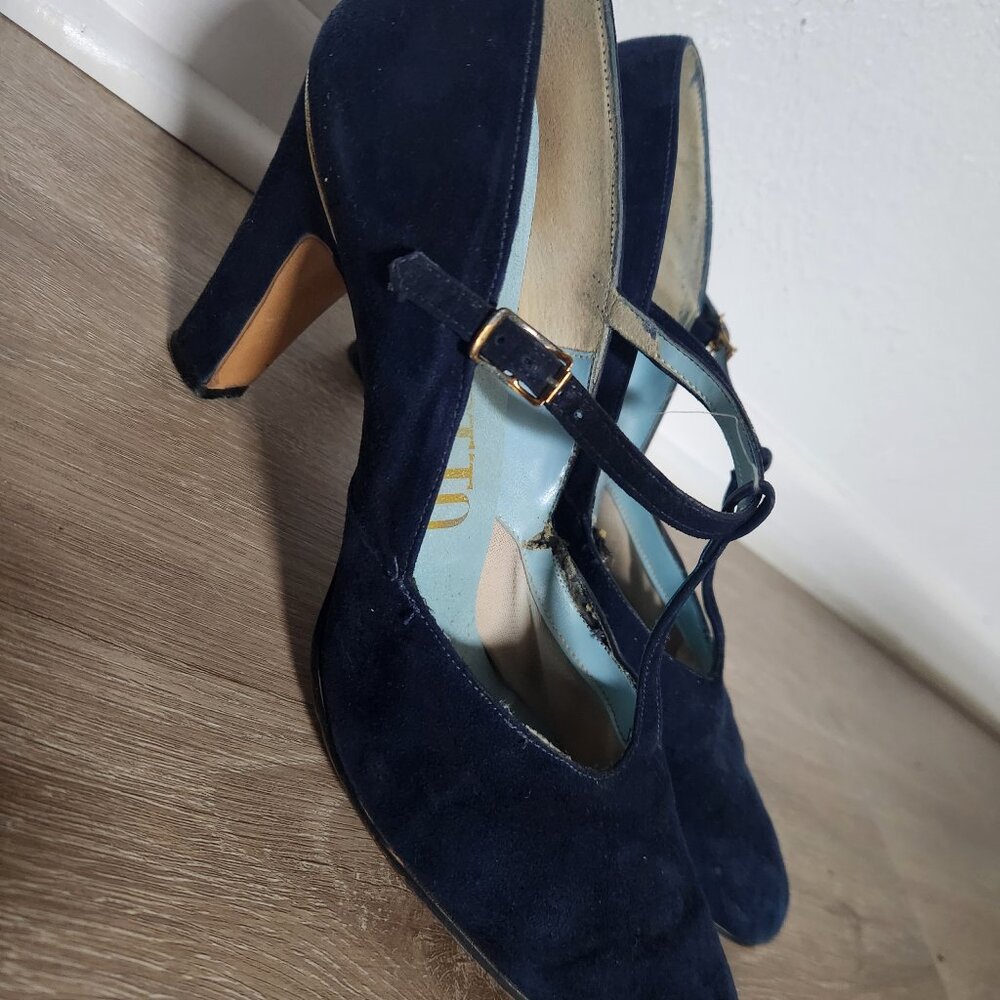 Vintage Blue Suede Heels
